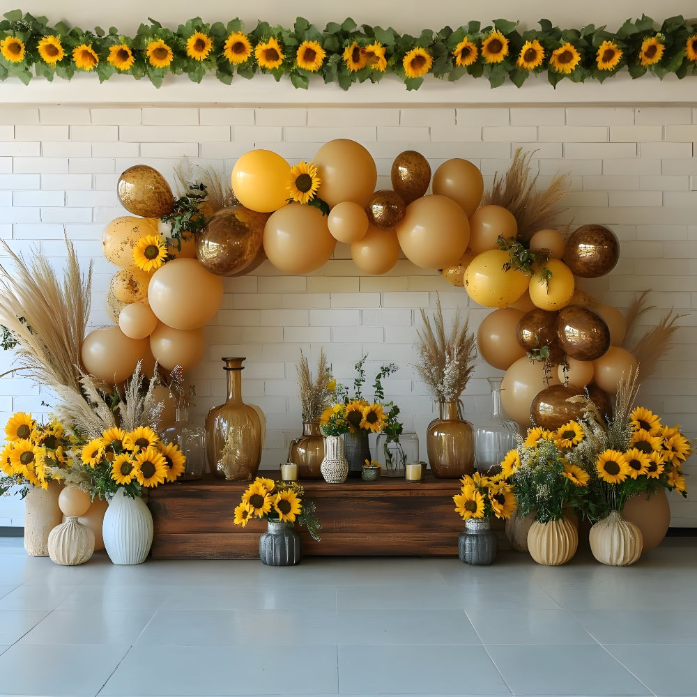 Sonnenblumen Ballons Bogen Wand Herbst Backdrop RR9-19