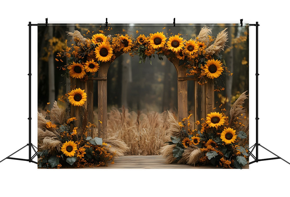 Sonnenblumen Bogen Tür Herbst Fotografie Hintergrund RR9-28