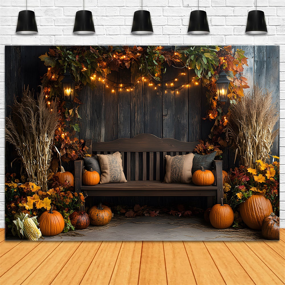 Herbst Holz Wand Sofa Getrocknete Blätter Hintergrund RR9-3