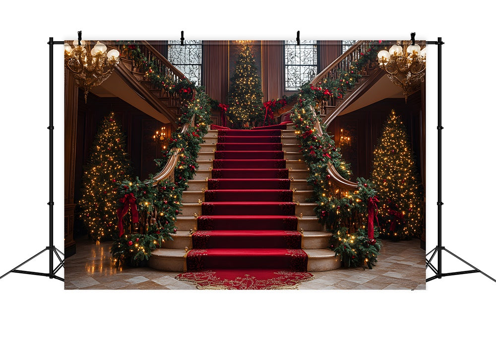 Weihnachtsbäume Klassisches Wohnzimmer Treppe Hintergrund RR9-43