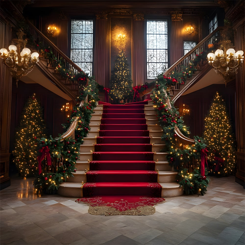 Weihnachtsbäume Klassisches Wohnzimmer Treppe Hintergrund RR9-43