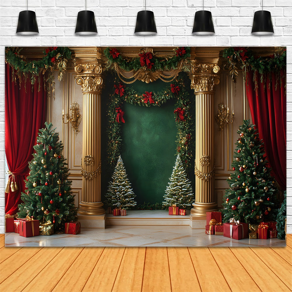 Weihnachten Herrenhaus Zimmer Gold Retro Wand Hintergrund RR9-47