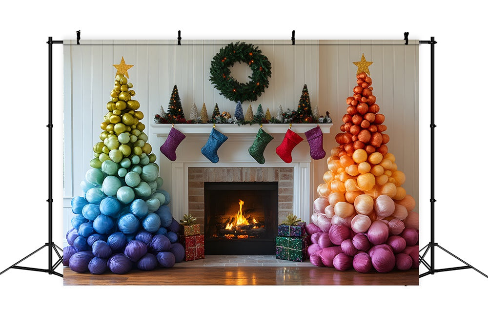 Weihnachten Regenbogen Kugel Baum Kamin Hintergrund RR9-50