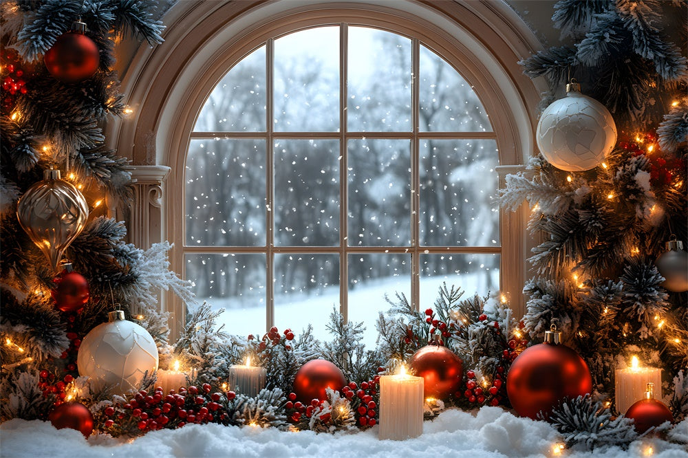 Weihnachtskugel Deko Fenster Schneeflocke Ansicht Backdrop RR9-71