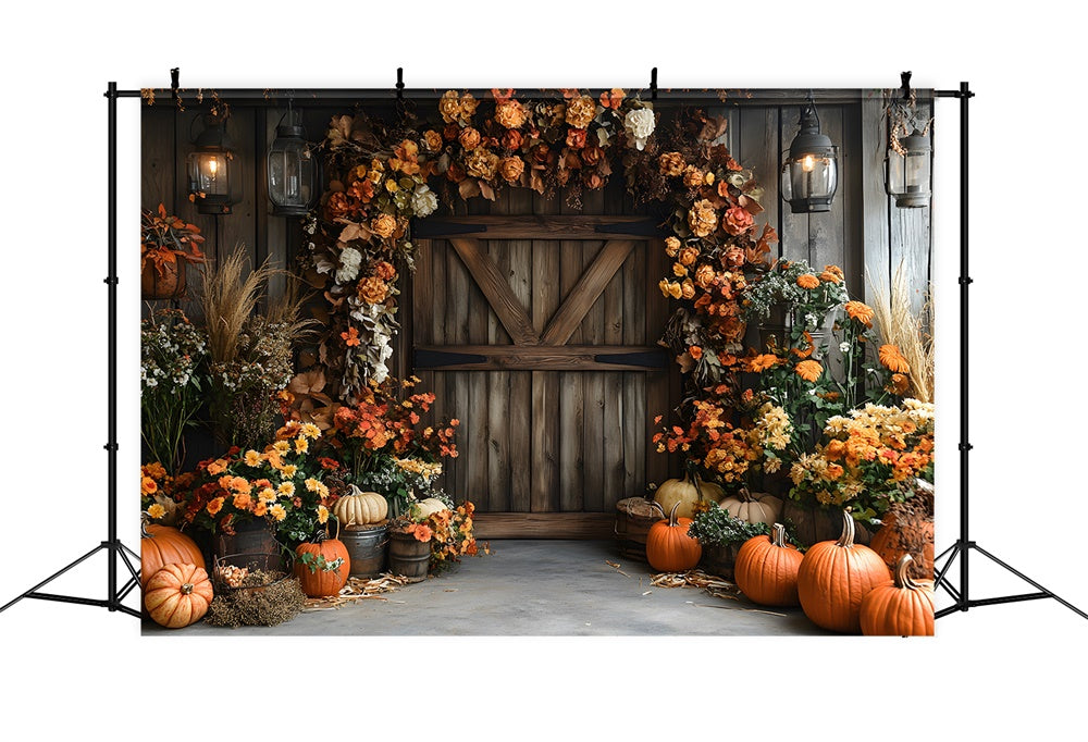 Herbst Rustikale Scheunentür Getrocknete Blumen Kulisse RR9-9