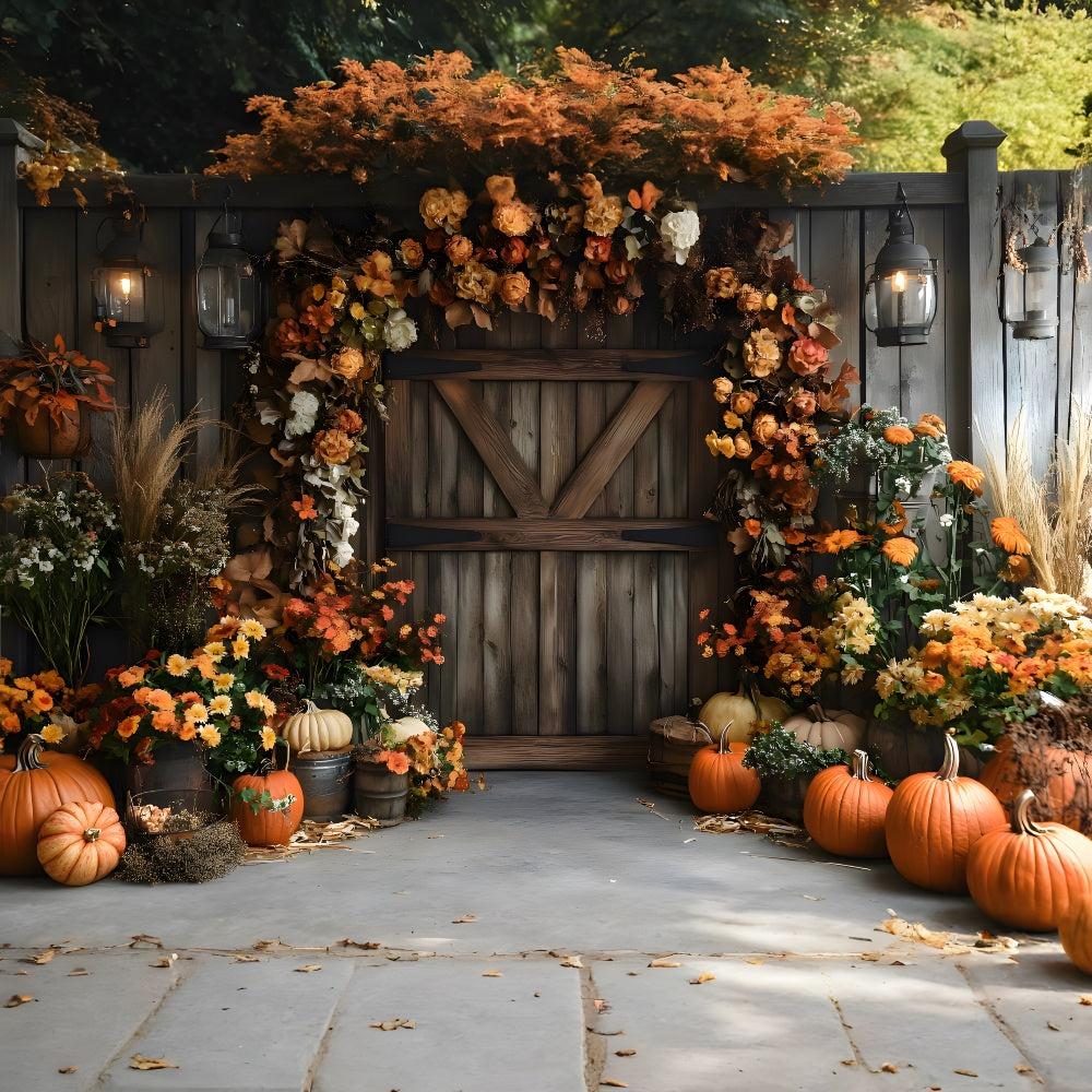 Herbst Rustikale Scheunentür Getrocknete Blumen Kulisse RR9-9