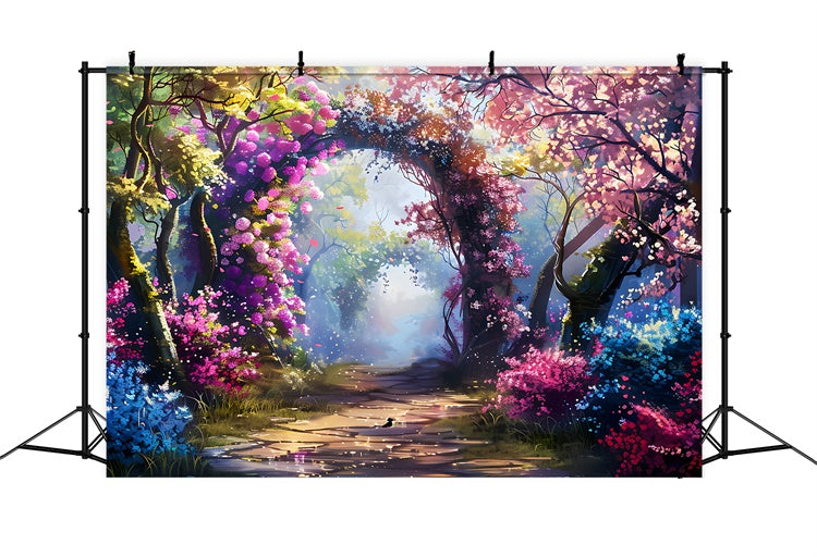 Frühlings-Blumen-Hintergrundkulisse Verträumte Blumen-Tunnelweg-Hintergrundkulisse TWW2-24