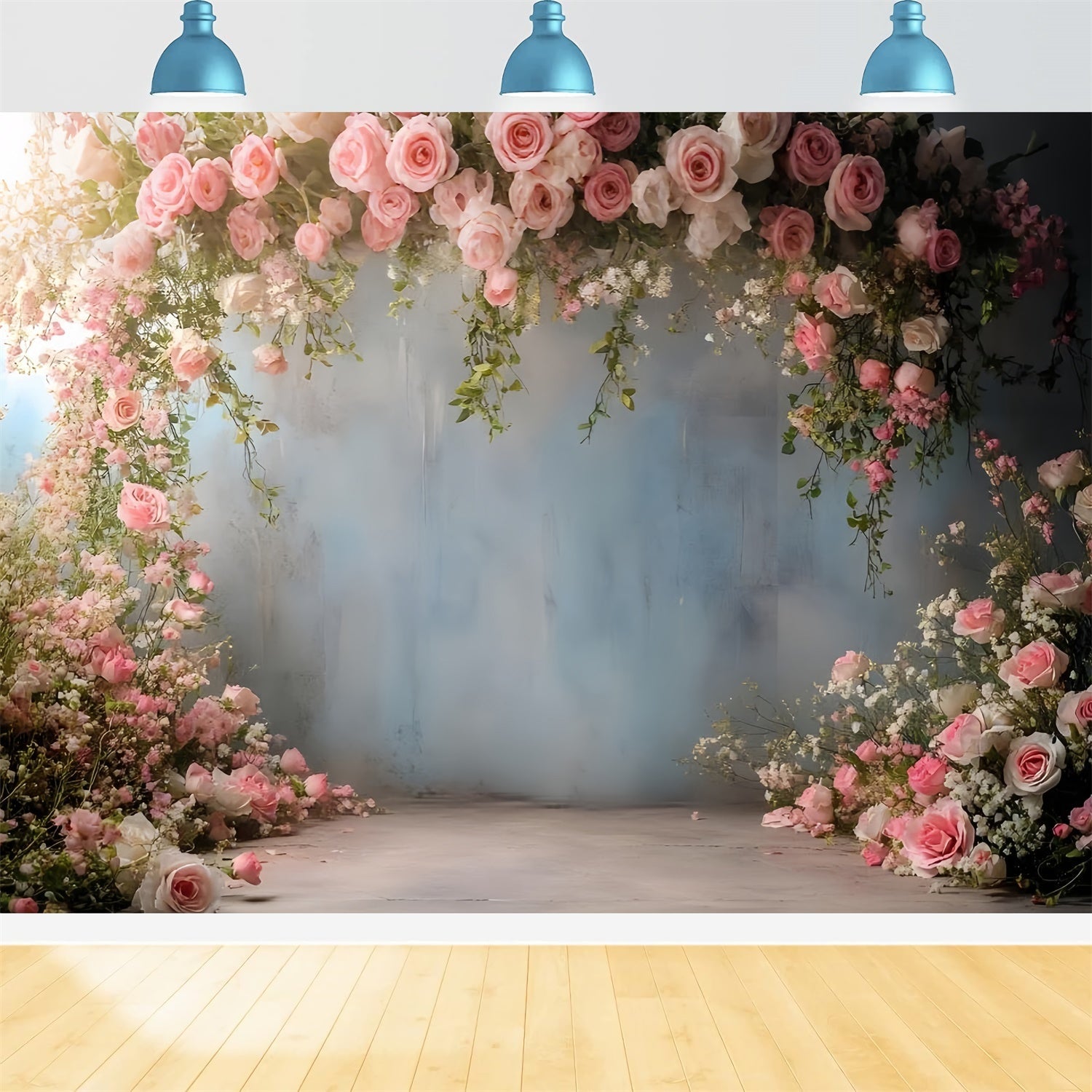 Frühlingsblumen-Hintergrundkulisse Elegante rosa Rosenbogen-Hintergrundkulisse TWW2-36