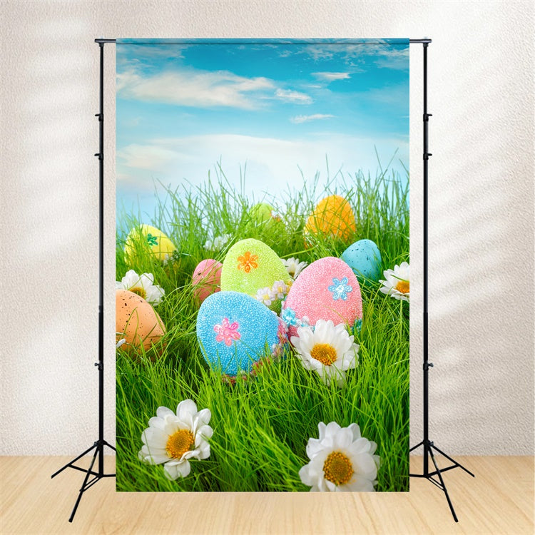 Ostern Backdrops Fotografie Blauer Himmel Eierblüten Backdrop TWW3-20