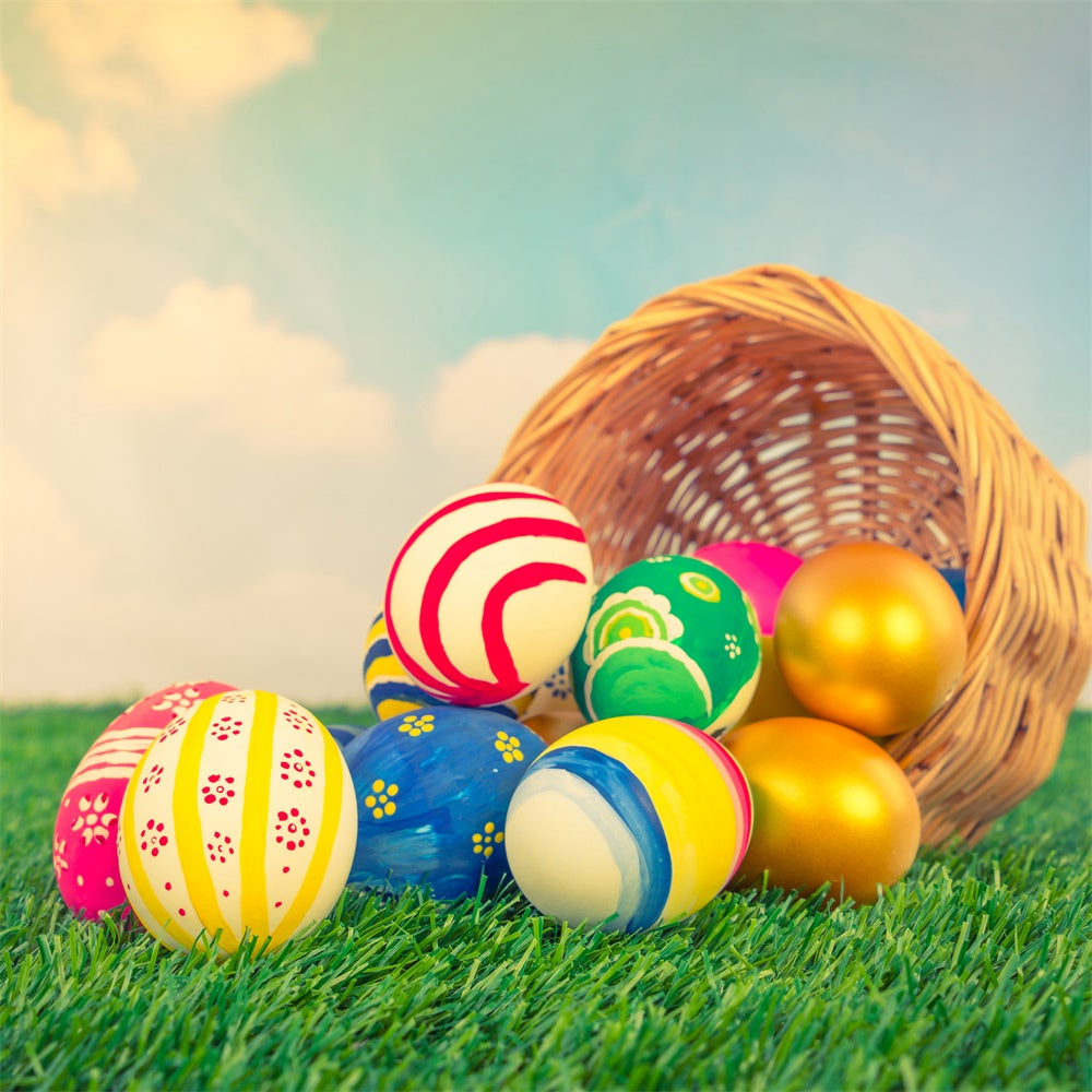 Ostern Fotokulisse Ideen Rustikaler Korb Eierjagd Hintergrund TWW3-22