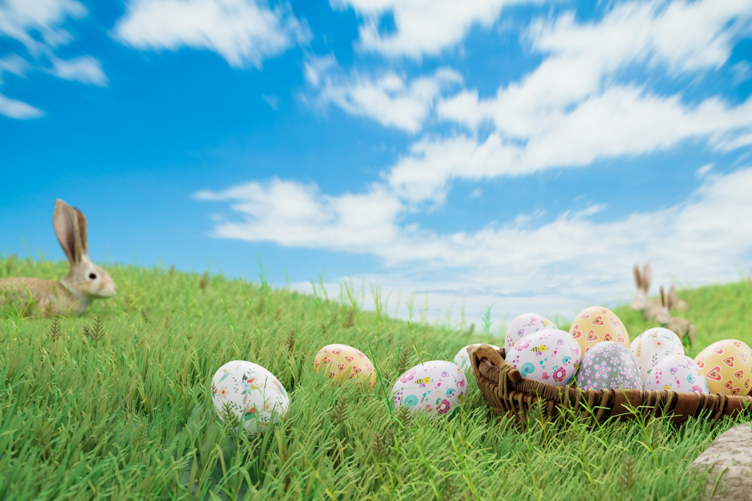 Ostern Foto Ideen Fröhliche Wiese Ei Feld Hintergrund TWW3-23
