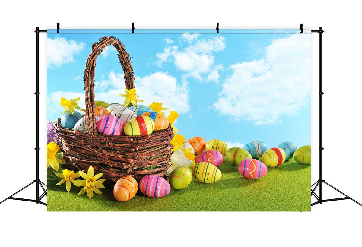 Ostern Backdrops für Fotos Frühlingsblüte Eierkorb Backdrop TWW3-26