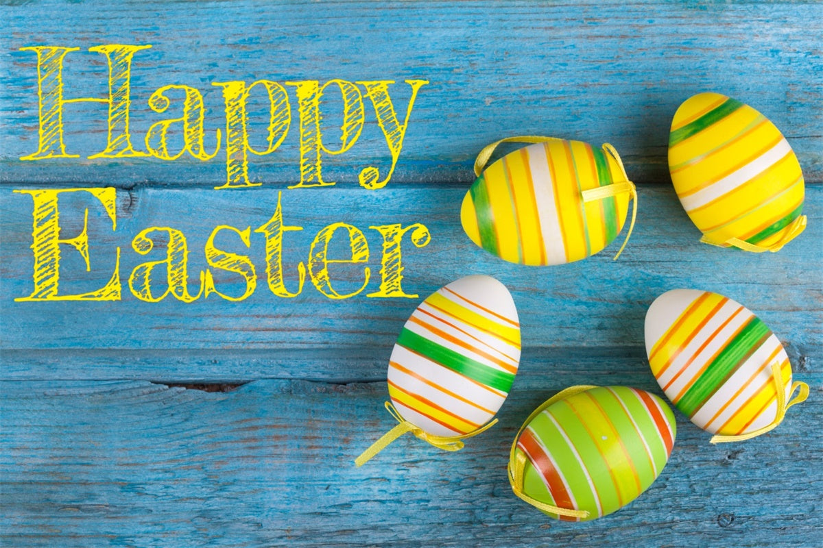 Ostern Backdrop Rustikal Blau Lebendig Gestreift Eier Backdrop TWW3-31