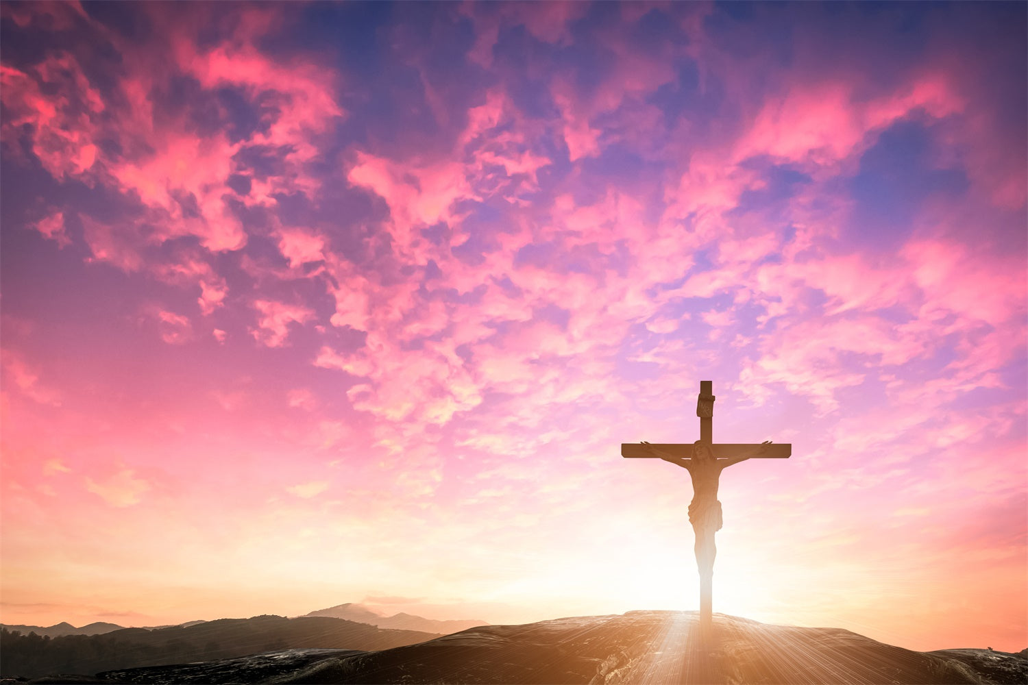 Ostern Bildideen Sonnenaufgang Auferstehung Kreuz Hintergrund TWW3-4