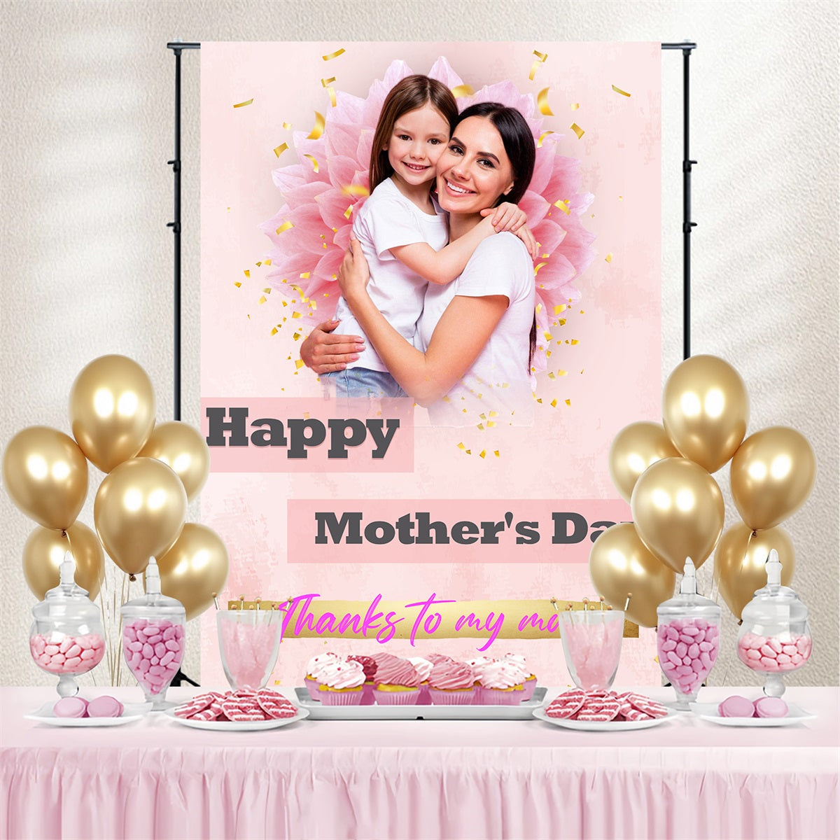Mothers Day Foto Backdrops Vintage Rosa Rahmen Benutzerdefinierte Backdrop TWW4-16