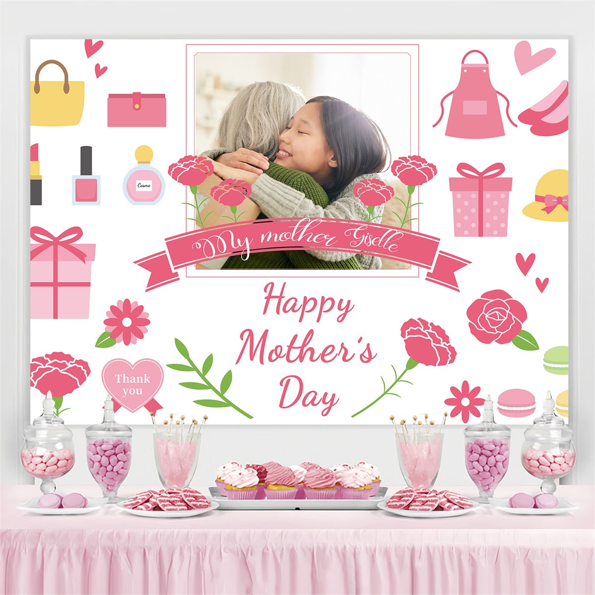 Mother's Day Backdrop Ideen Cute Familie Gathering Benutzerdefinierte Backdrop TWW4-19