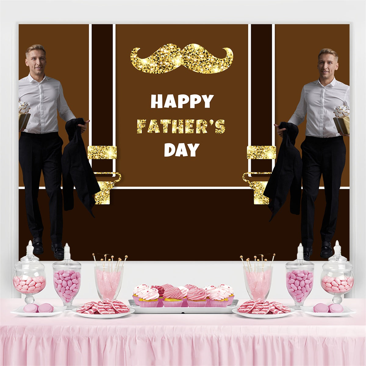 Vatertag Backdrop Ideen Golden Sparkle Gentleman Custom Backdrop TWW4-88