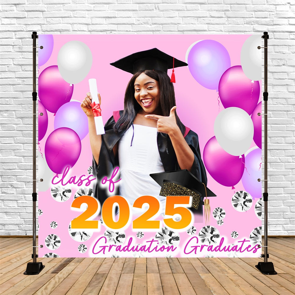 2025 Graduation Backdrop Rosa Ballon Custom Party Graduation Backdrop TWW5-29