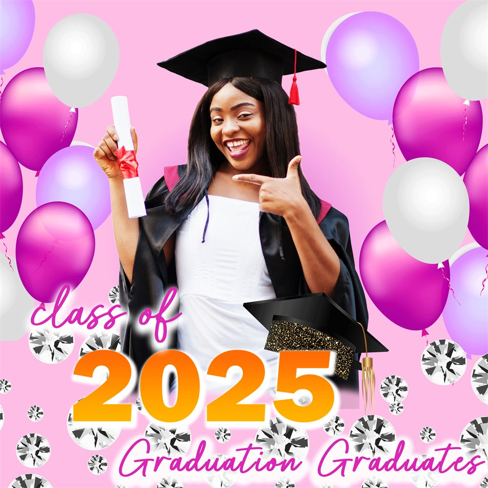 2025 Graduation Backdrop Rosa Ballon Custom Party Graduation Backdrop TWW5-29