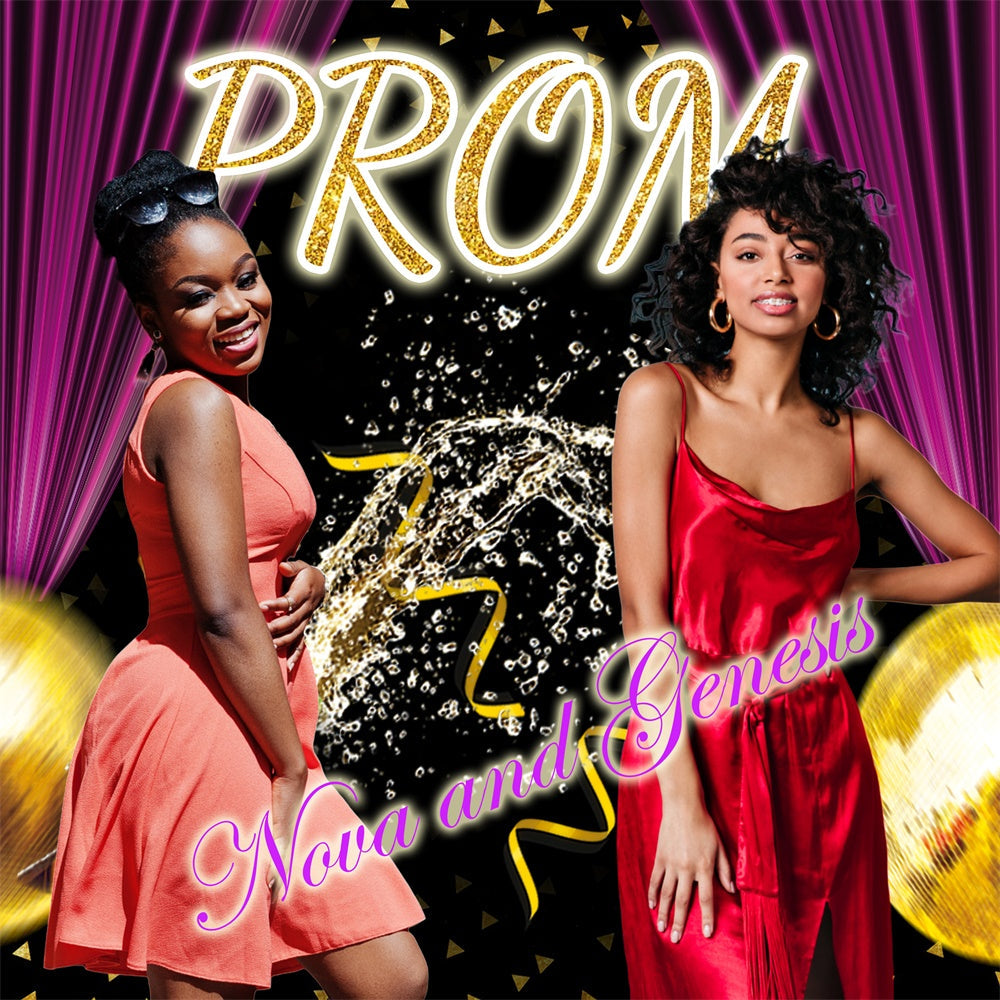 Prom Backdrop Lila Vorhang Glitter Personalisierte Party Abschlussfeier Backdrop TWW5-36