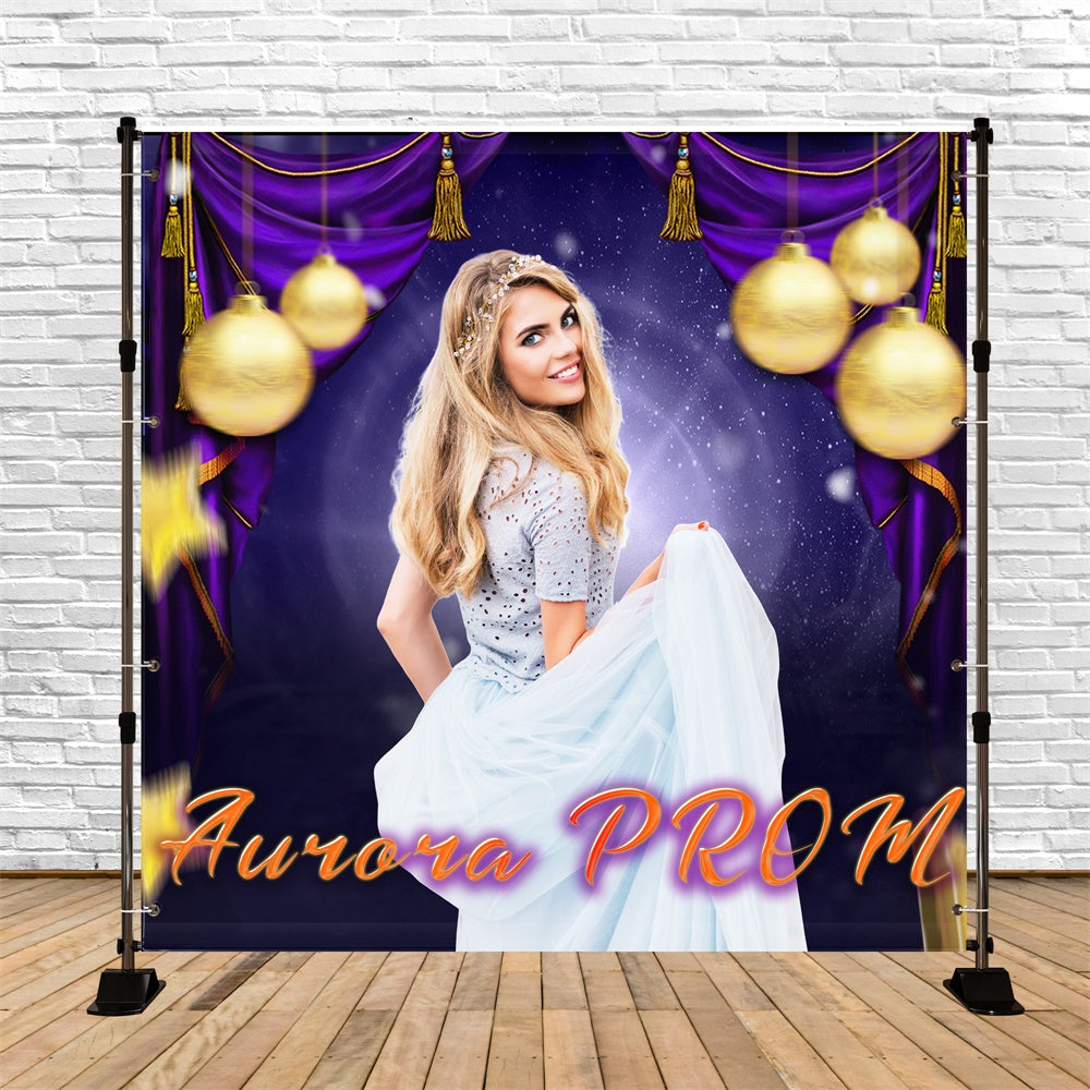 Abschlussball Backdrop Lila Vorhänge Verzaubert Customized Party Abschlussfeier Backdrop TWW5-38
