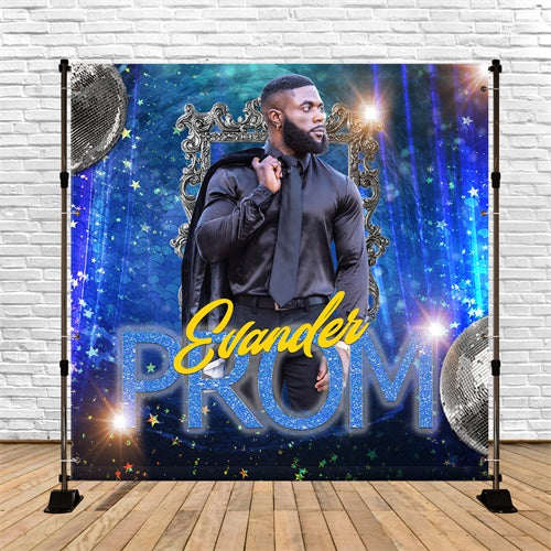Prom Backdrops Elegant Blue Sparkle Personalisierte Party Abschlussfeier Backdrop TWW5-44