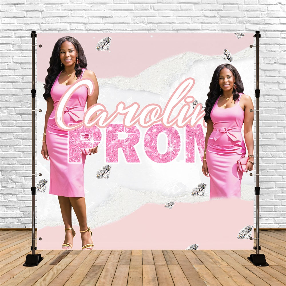 Abschlussball Backdrops Rosa Eleganz Personalisierte Party Abschlussfeier Backdrop TWW5-47