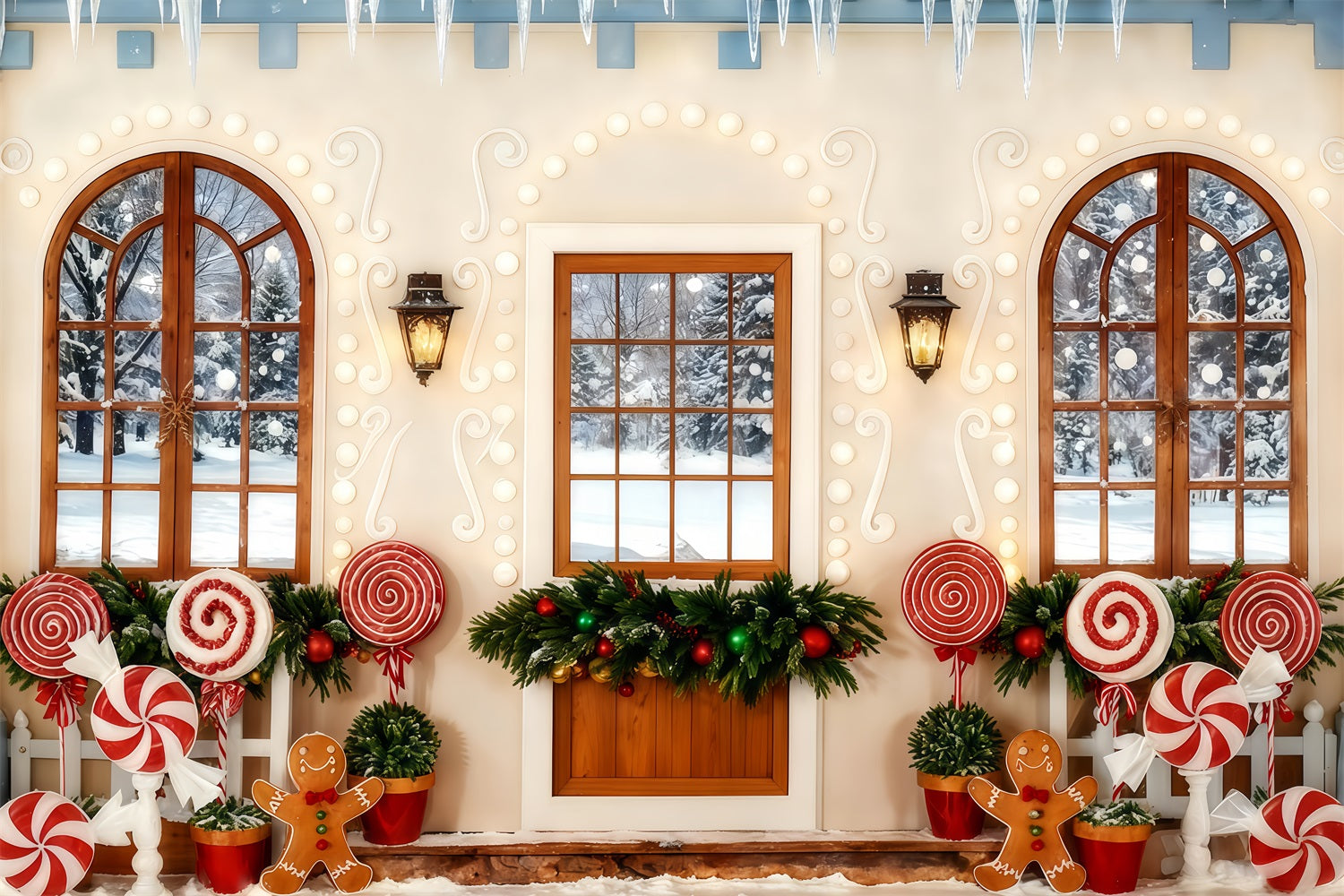 Lebkuchen-Hintergrund Zuckerstange Lebkuchen-Veranda Weihnachtshintergr¨¹nde Verkauf TWW510-100