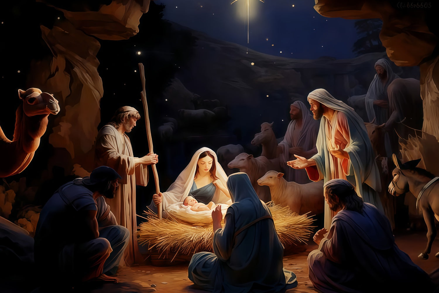 Krippen-Hintergrund Heilige Familie Krippen-Nacht Weihnachtsfotografie-Hintergr¨¹nde TWW510-102