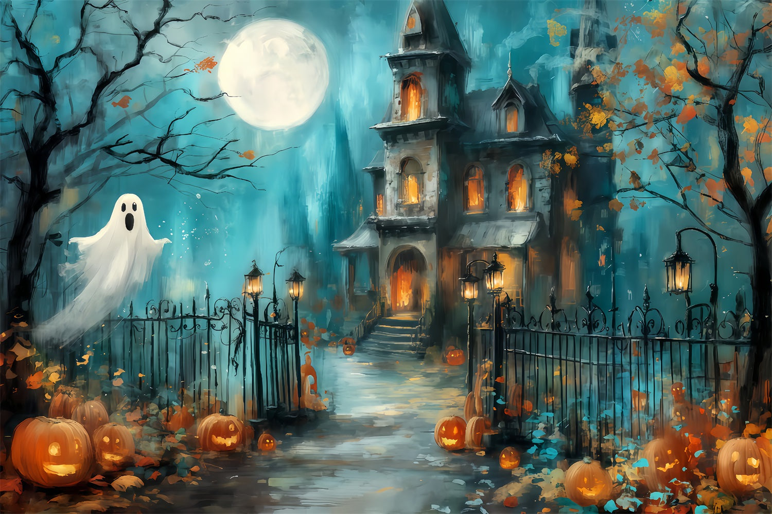 Spukhauskulisse Spukhaus Geisterpfad Halloween-Kulisse TWW510-11