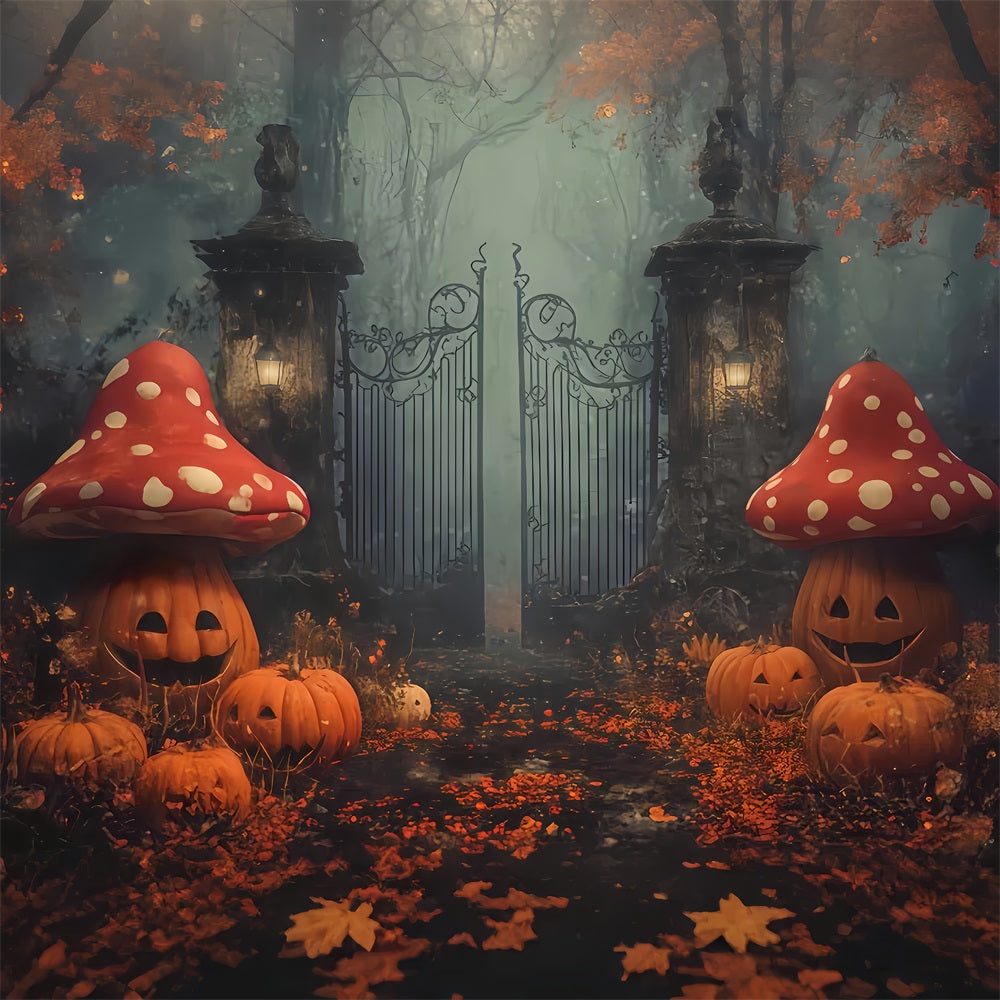 Gruselige Halloween-Hintergr¨¹nde K¨¹rbis-Pilze Verzauberte Tor Halloween-Fotohintergrund TWW510-13