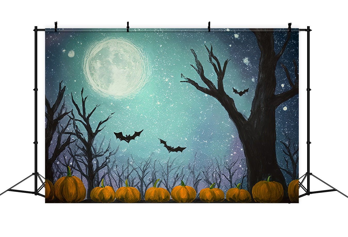 Halloween-Mond-Hintergrund Flederm?use K¨¹rbisse Sternenmondlicht Halloween-Fotohintergr¨¹nde TWW510-17
