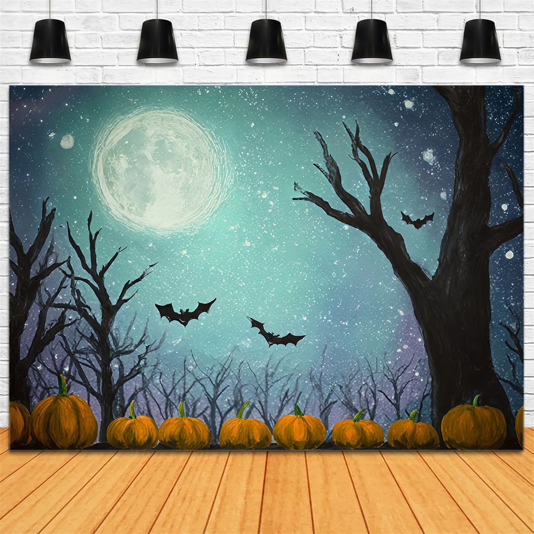 Halloween-Mond-Hintergrund Flederm?use K¨¹rbisse Sternenmondlicht Halloween-Fotohintergr¨¹nde TWW510-17