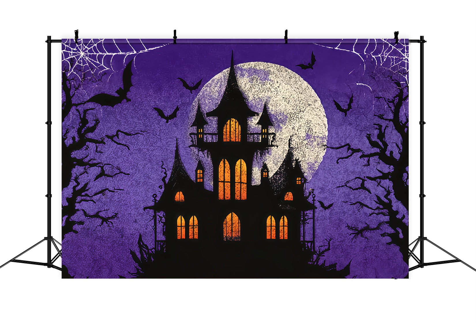 Halloween-Hintergrund mit Flederm?usen Spukschloss Lila Mond Gruselige Halloween-Hintergr¨¹nde TWW510-20