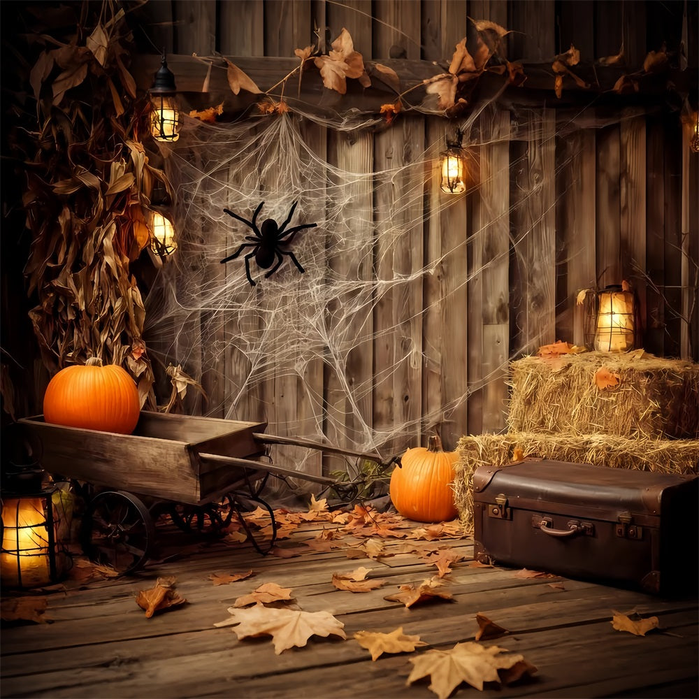 Halloween-Wand-Hintergrund Spinnennetz Rustikale Ecke Halloween-Fotohintergrund TWW510-23