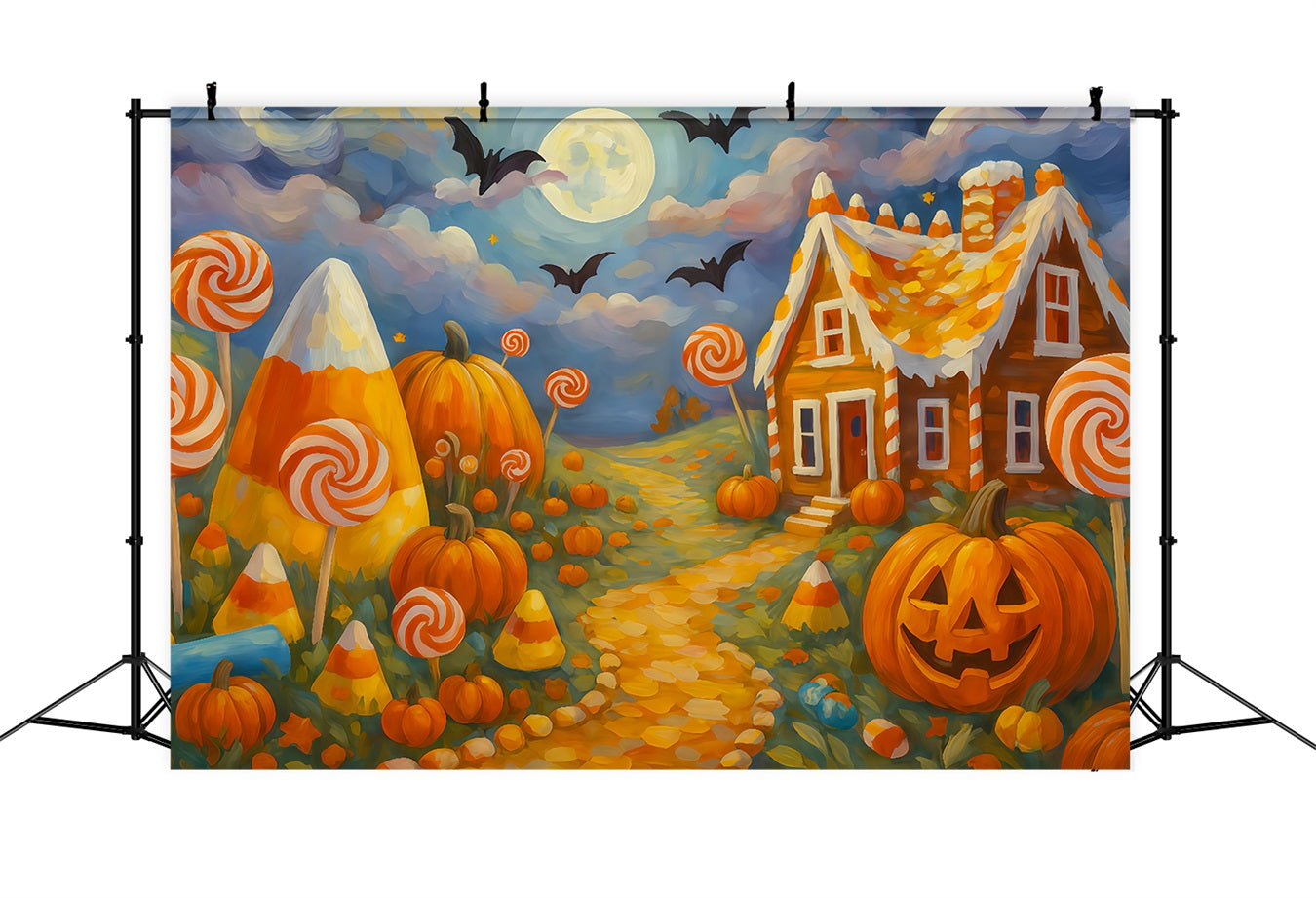 Halloween-Farbhintergrund S¨¹?igkeitenland K¨¹rbisweg Halloween-Hintergr¨¹nde f¨¹r Fotos TWW510-26