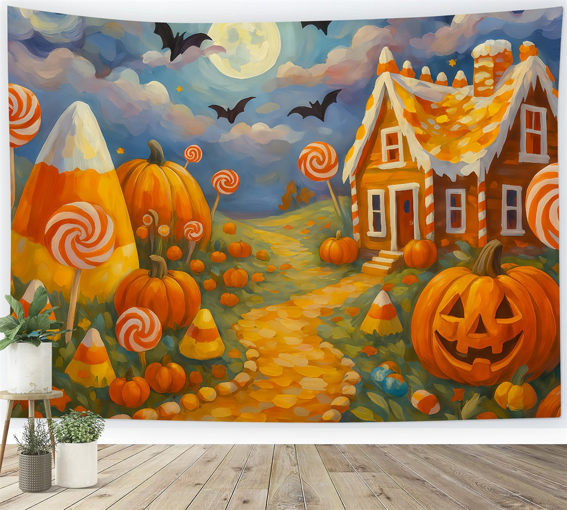 Halloween-Farbhintergrund S¨¹?igkeitenland K¨¹rbisweg Halloween-Hintergr¨¹nde f¨¹r Fotos TWW510-26