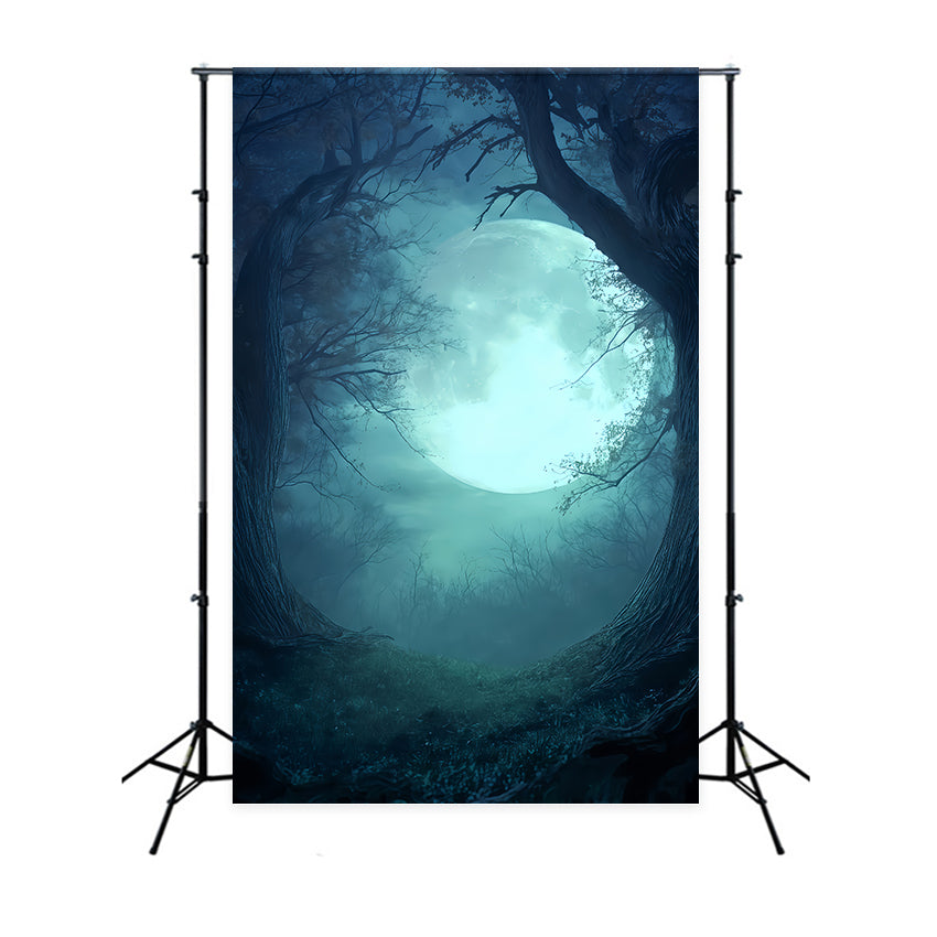 Halloween-Mond-Hintergrund Mondbeschienener Wald D?mmerungsgl¨¹hen Gruseliger Halloween-Hintergrund TWW510-28