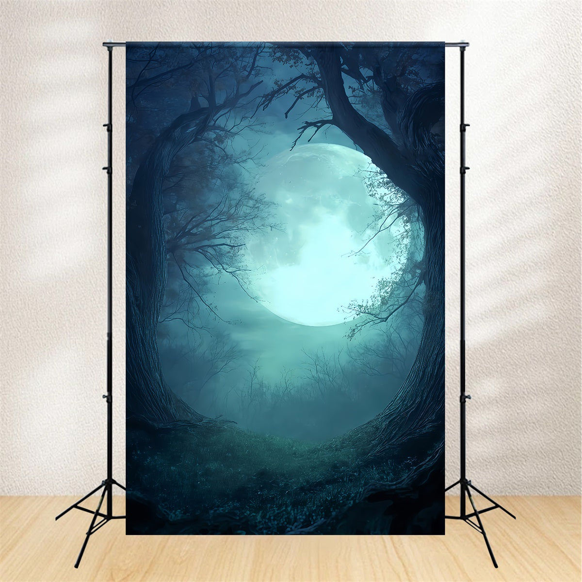 Halloween-Mond-Hintergrund Mondbeschienener Wald D?mmerungsgl¨¹hen Gruseliger Halloween-Hintergrund TWW510-28