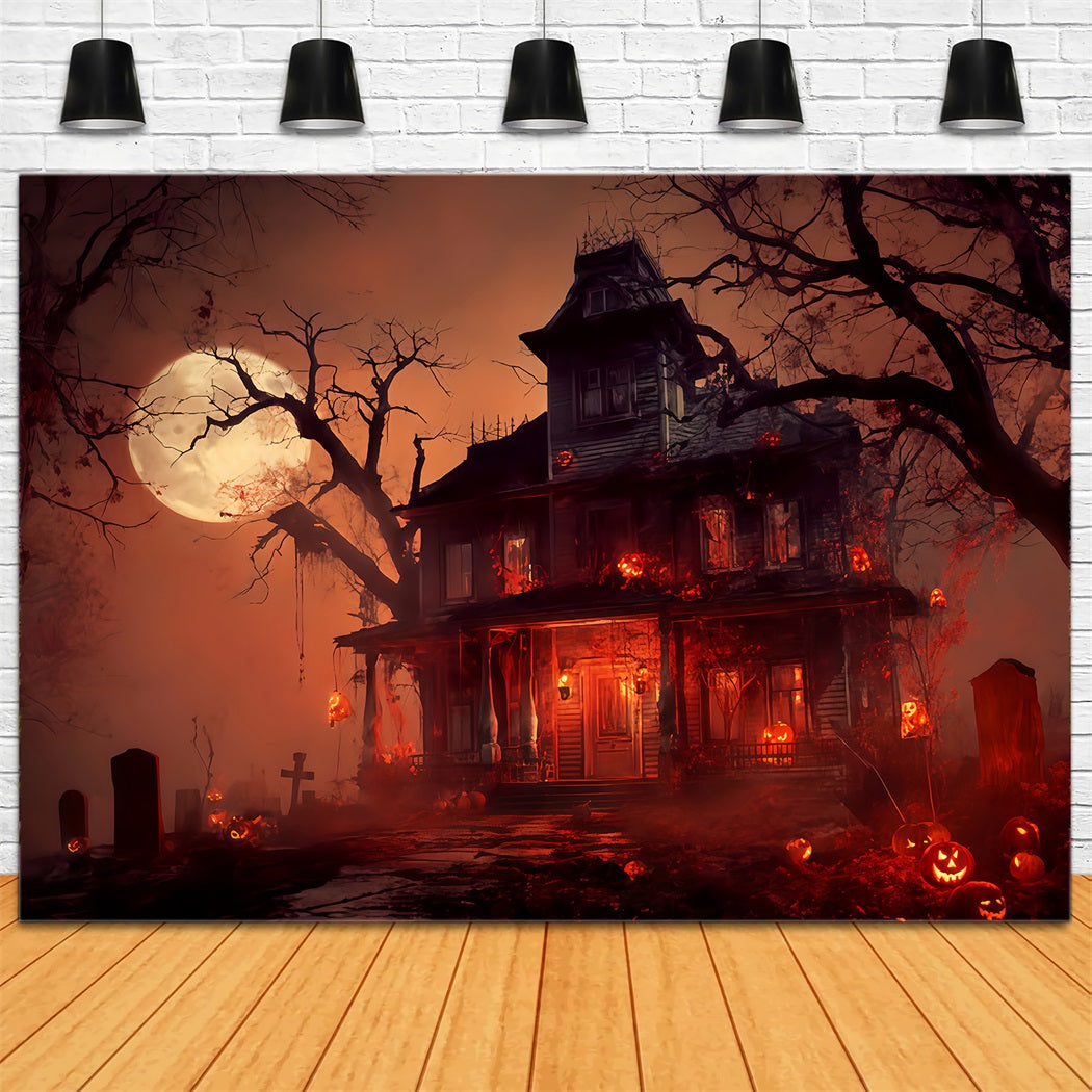 Haunted Mansion Hintergrund Haunted Mansion Blutmond Gruselige Halloween-Hintergr¨¹nde TWW510-30
