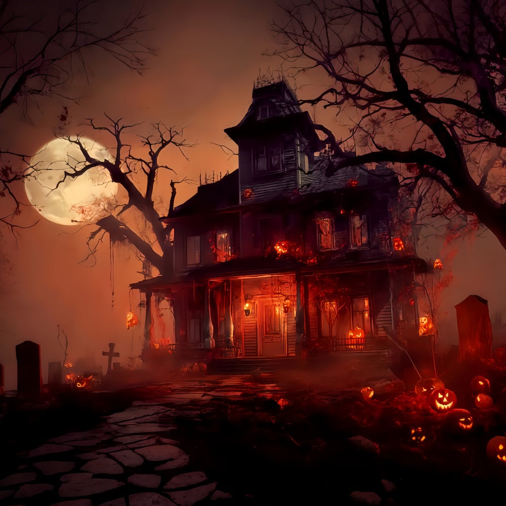 Haunted Mansion Hintergrund Haunted Mansion Blutmond Gruselige Halloween-Hintergr¨¹nde TWW510-30