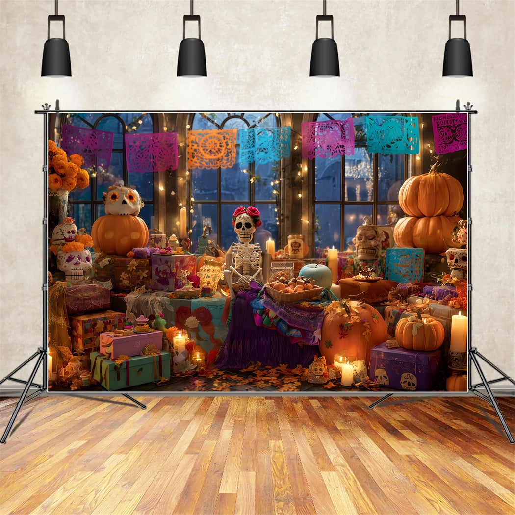Gruselige Halloween-Hintergr¨¹nde Skelett-Fiesta Kerzenlicht-Dekoration Halloween-Hintergr¨¹nde TWW510-32