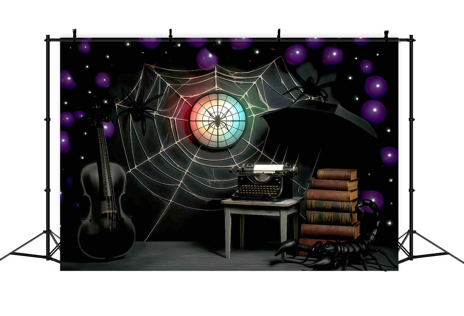 Halloween-Spinnen-Hintergrund Spinnennetz Gotisches Arbeitszimmer Halloween-Fotohintergrund TWW510-33