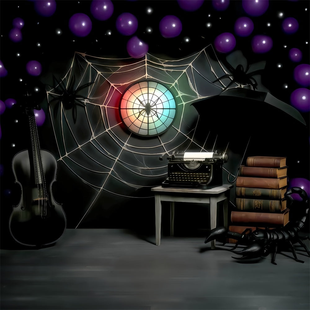 Halloween-Spinnen-Hintergrund Spinnennetz Gotisches Arbeitszimmer Halloween-Fotohintergrund TWW510-33