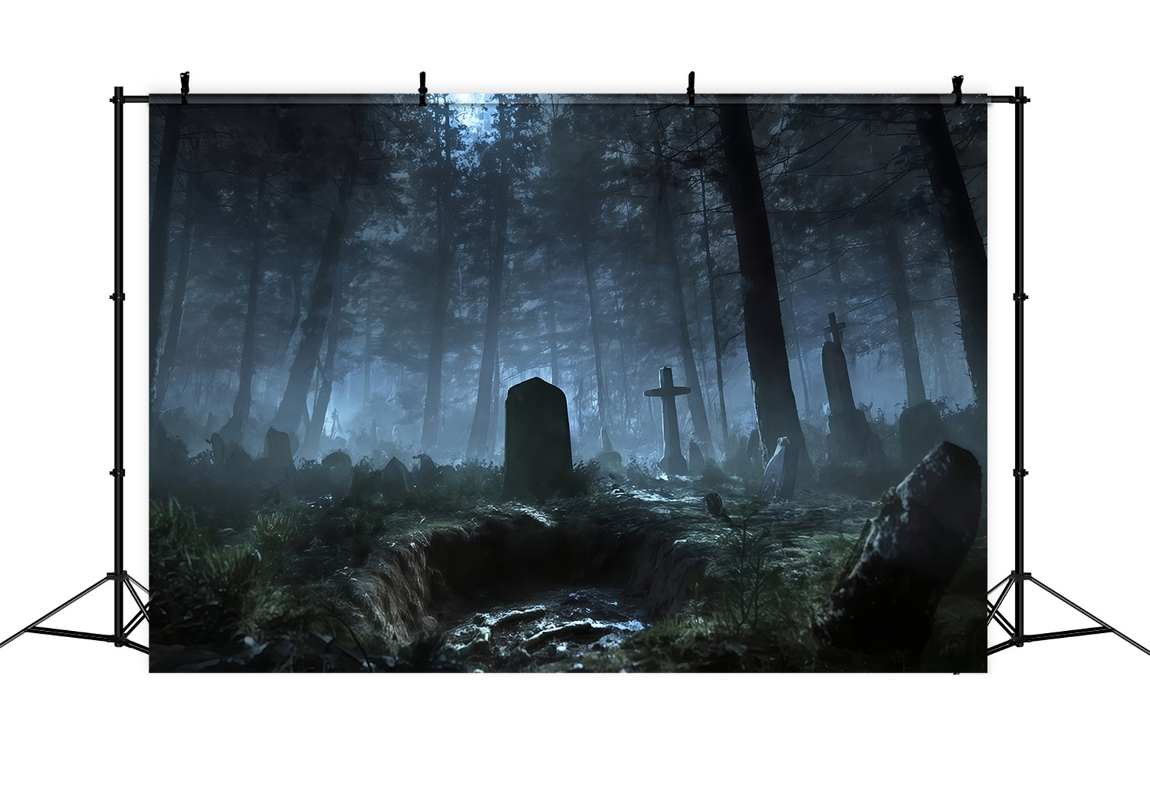 Friedhof-Hintergrund Hintergrund Nebelverhangener Wald Friedhofsschatten Halloween-Hintergrund f¨¹r Fotos TWW510-34