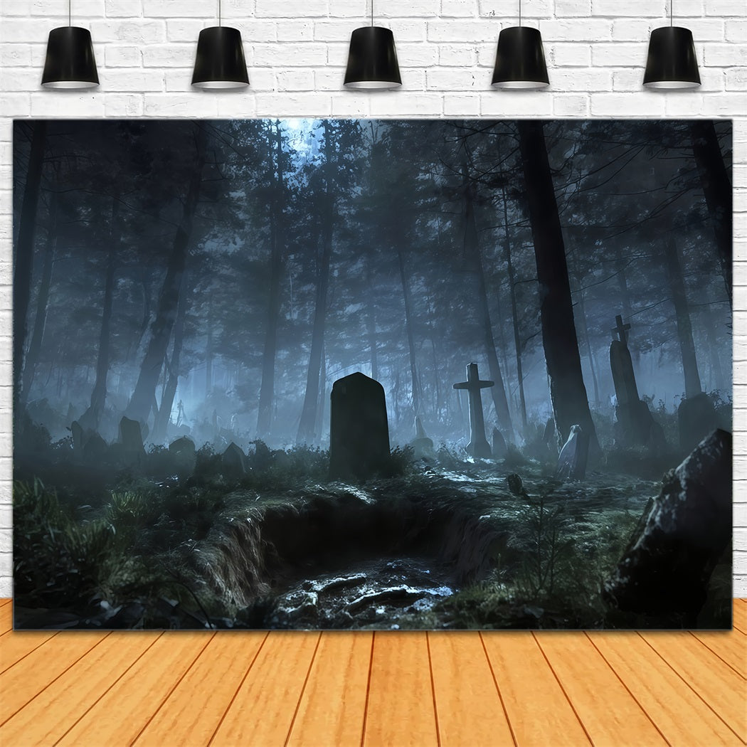 Friedhof-Hintergrund Hintergrund Nebelverhangener Wald Friedhofsschatten Halloween-Hintergrund f¨¹r Fotos TWW510-34
