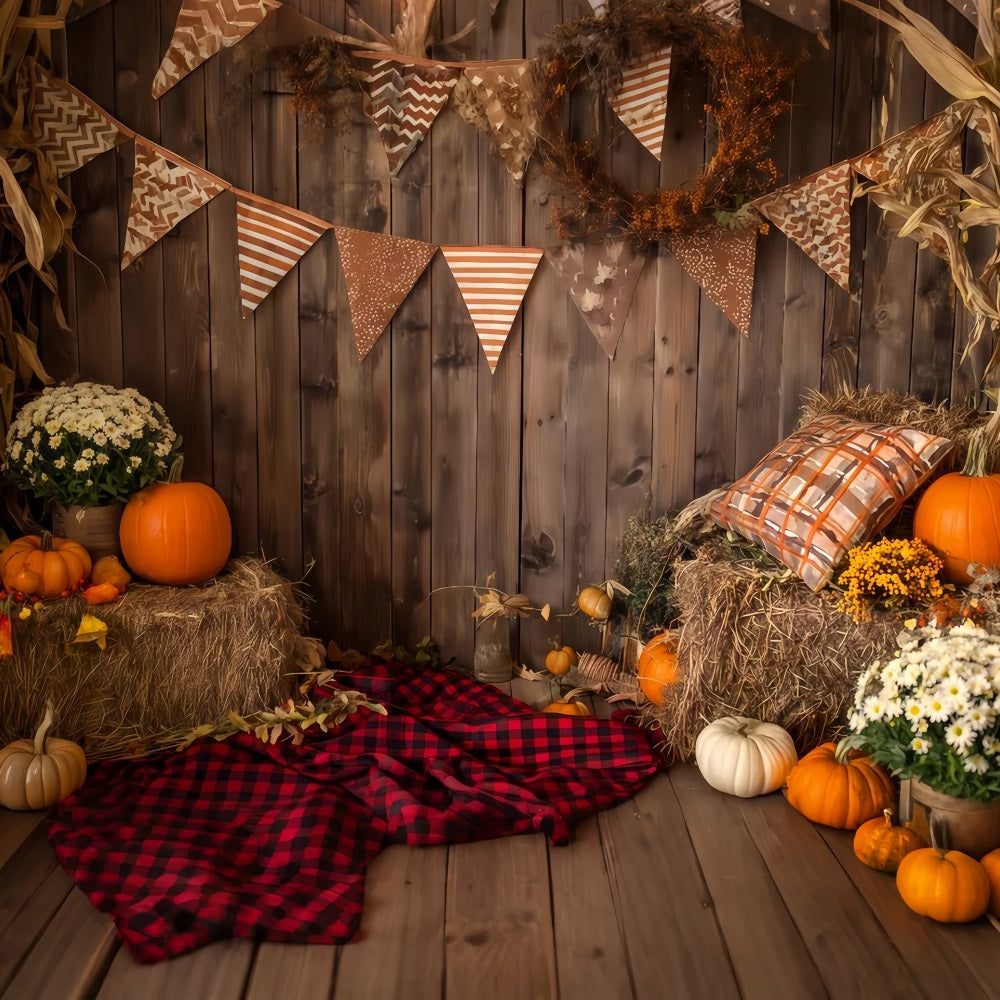 Halloween-Wandkulisse Rustikaler Herbst-Ernte-Eck-Halloween-Kulissen-Ideen TWW510-35