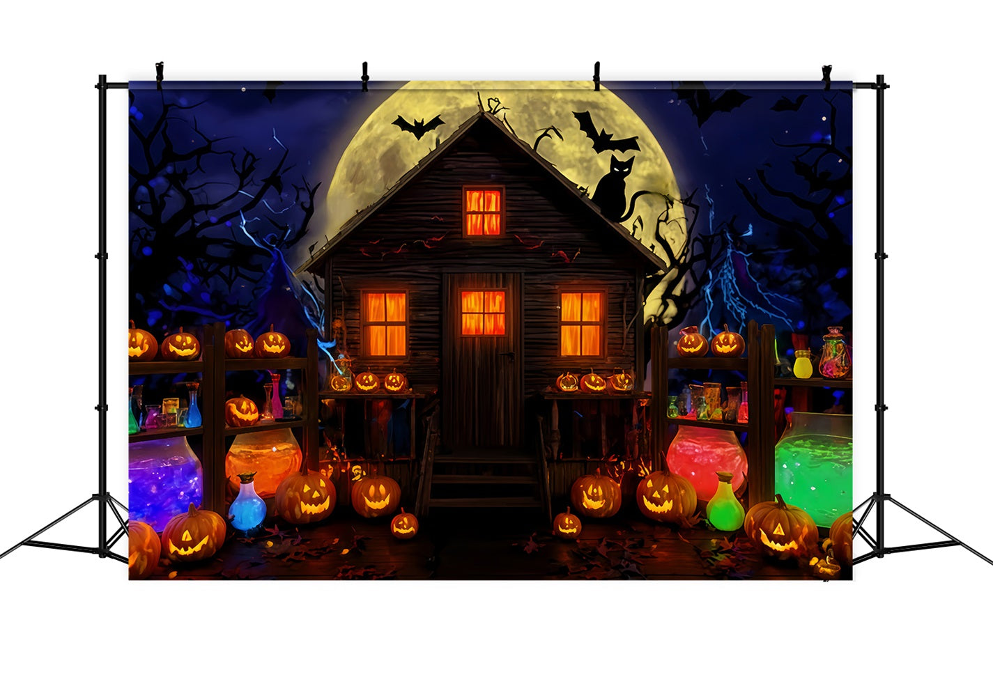 Spukhaus-Kulisse Zaubertrank-H¨¹tte Mondlicht-Gl¨¹hen Halloween-Fotokulissen TWW510-37