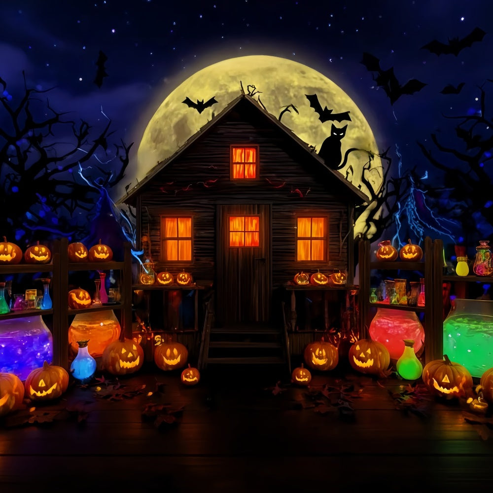 Spukhaus-Kulisse Zaubertrank-H¨¹tte Mondlicht-Gl¨¹hen Halloween-Fotokulissen TWW510-37