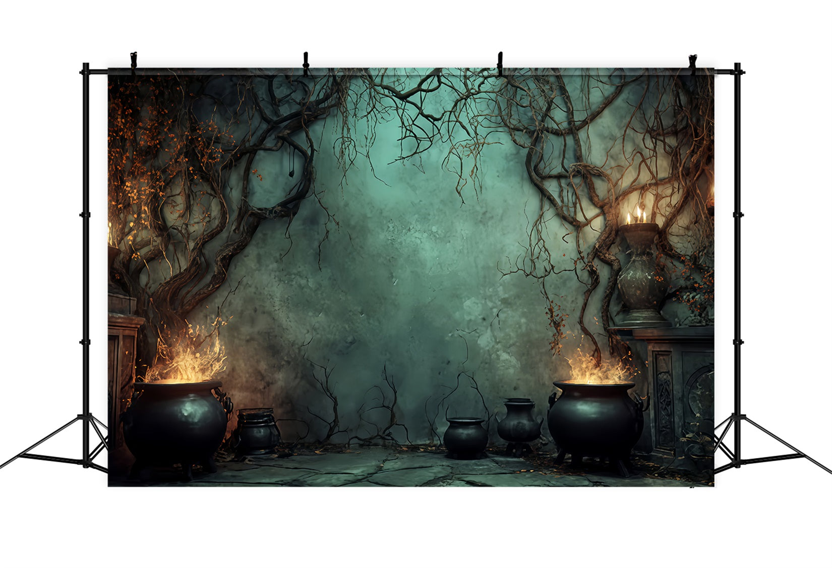 Halloween-Hintergrund Hexenkessel Kerzenflammen Gruselige Halloween-Hintergr¨¹nde TWW510-40
